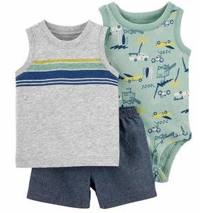 Baby Boys Carter's 3 pc BEACH Bodysuit tee & Short Set Size 6 12 18 months NWT